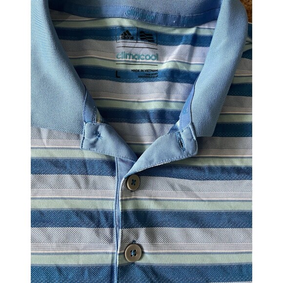 Adidas ClimaCool Blue Striped Golf Polo Men’s Size L - Picture 5 of 6